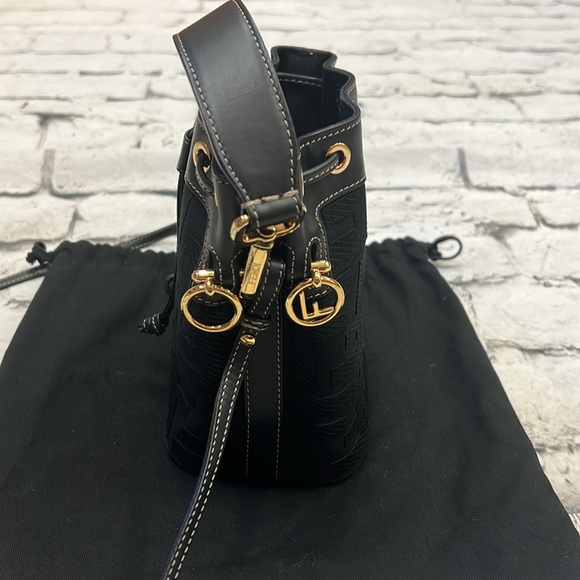 Fendi Black Mon Trésor Mini Leather-trimmed Canvas Bucket Bag - Picture 6 of 16